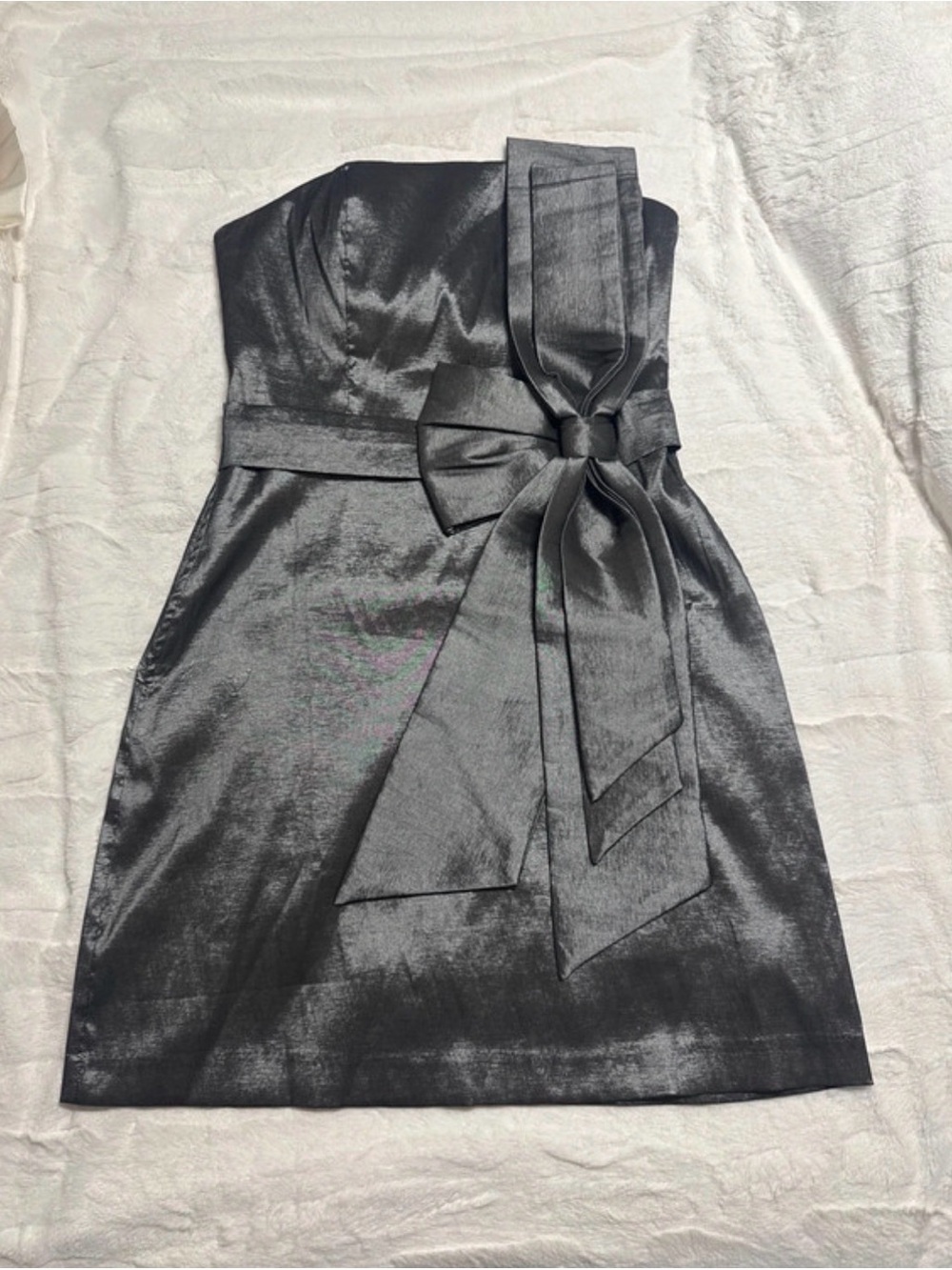 Twentyone strapless gunmetal silver metallic cocktail dress Size US M.